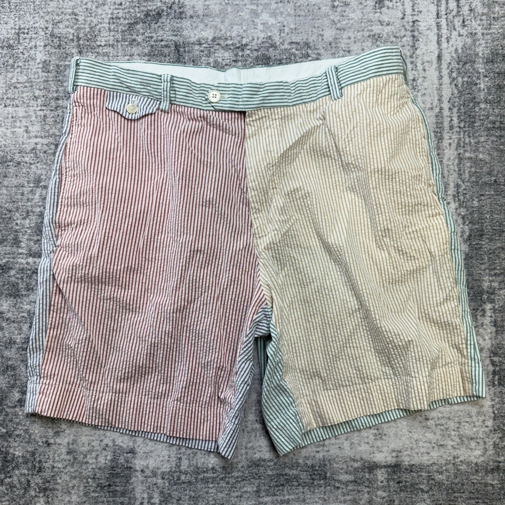 Brooks Brothers Shorts Mens 40 Multicolor Colorblock Seersucker Fun Party Preppy